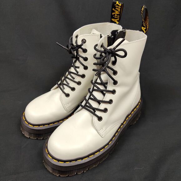 ♡ Dr. Martens ♡ Jadon Smooth Leather Platform Boot in White - Picture 2 of 9